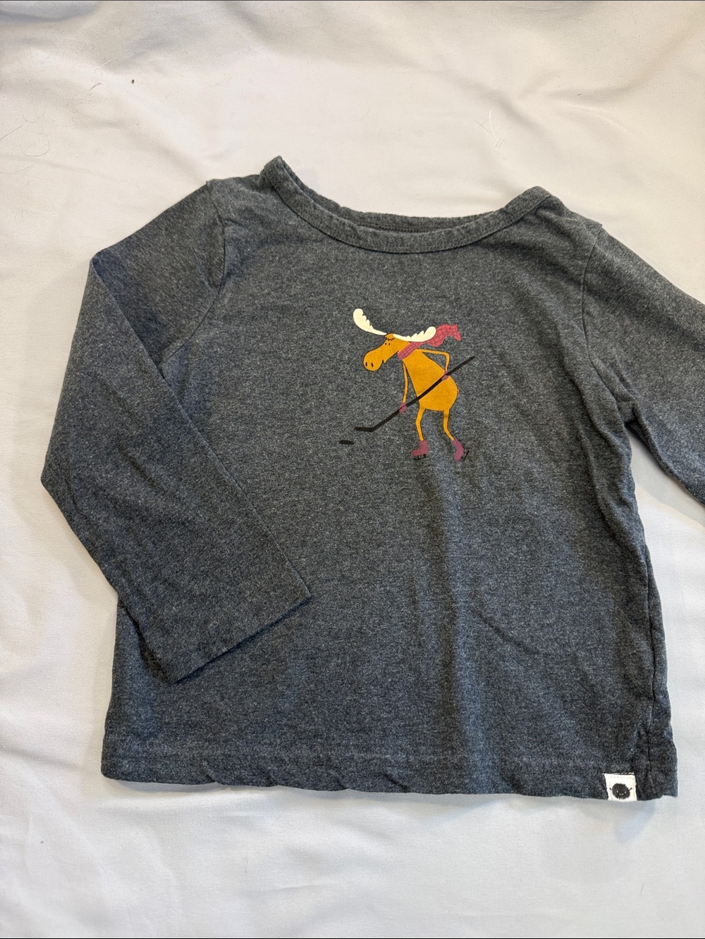 Little Earth Charcoal Long-Sleeve Tee with Hockey Moose Graphic - Picture 2 of 3